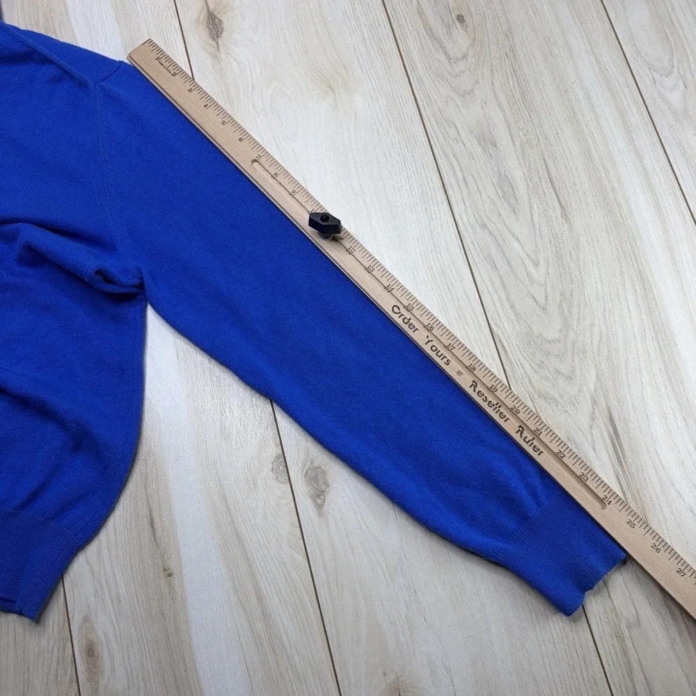 Paul Stuart 100% Cashmere Blue Quarter zip Sweater Size L Made In Italy